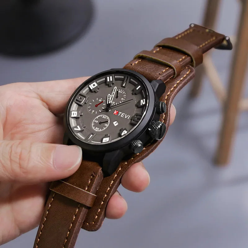ZYREL KTEVI - Equinox DualTime Retro Tactical Premium PU Leather Strap