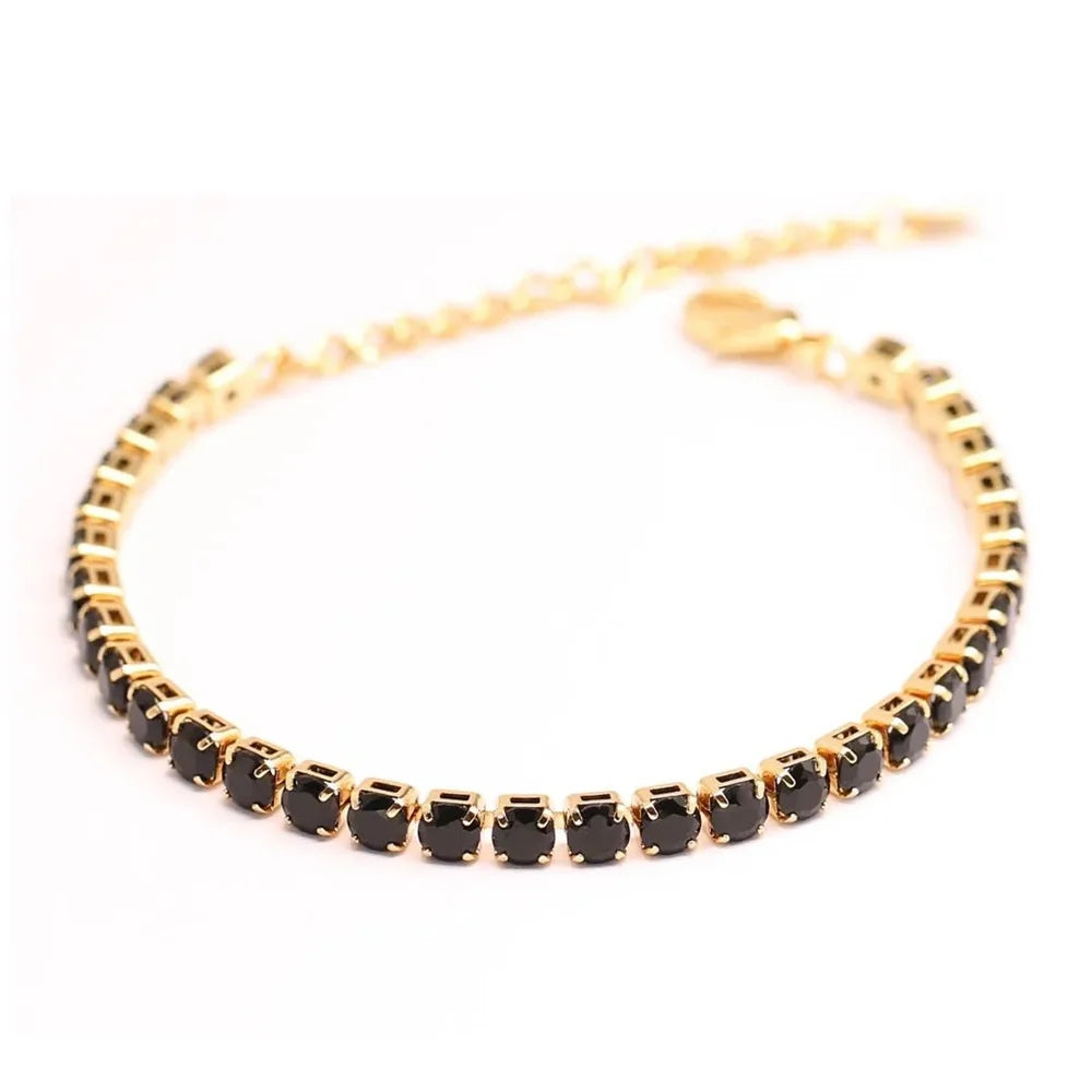 ZYREL - Classic Chain Bracelet  Premium Stainless Steel Link with Zircon Shine | Unisex Luxury Jewelry Gift (Gold, Black, Silver)