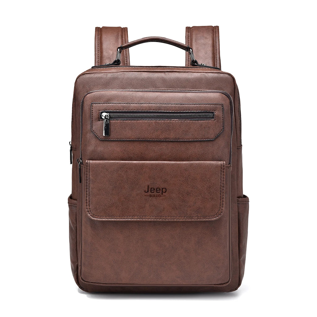 ZYREL JEEP BULUO – Premium Leather Laptop Backpack 15.6" | Waterproof Business & Travel Bag