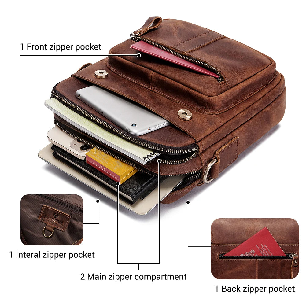 ZYREL HUMERPAUL - Leather Business Messenger Bag - Luxury Crossbody & Shoulder Bag for Men"