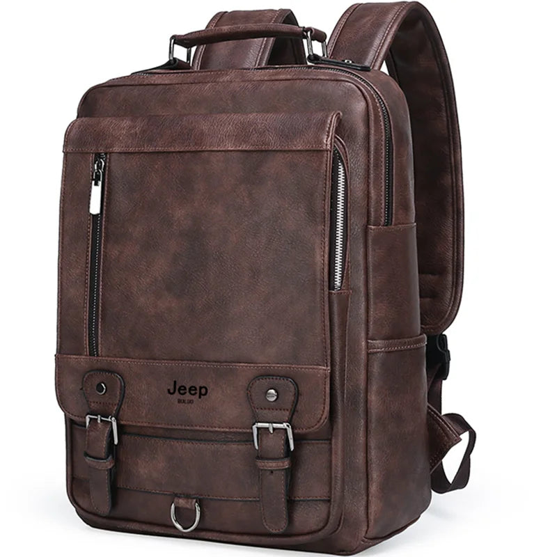 ZYREL JEEP - Premium Luxury Executive Leather Backpack 15.6" Laptop Capacity