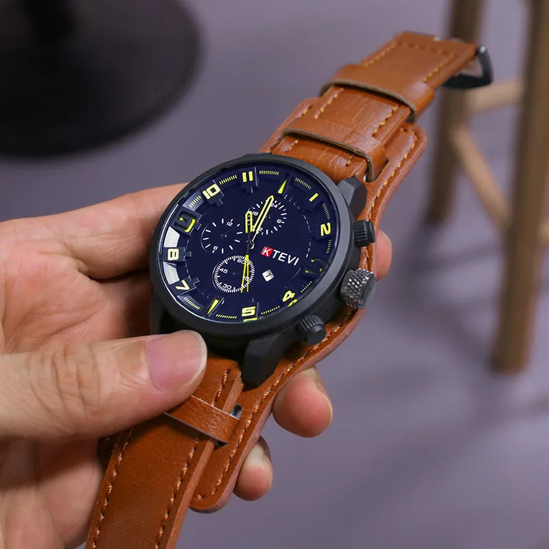 ZYREL KTEVI - Equinox DualTime Retro Tactical Premium PU Leather Strap