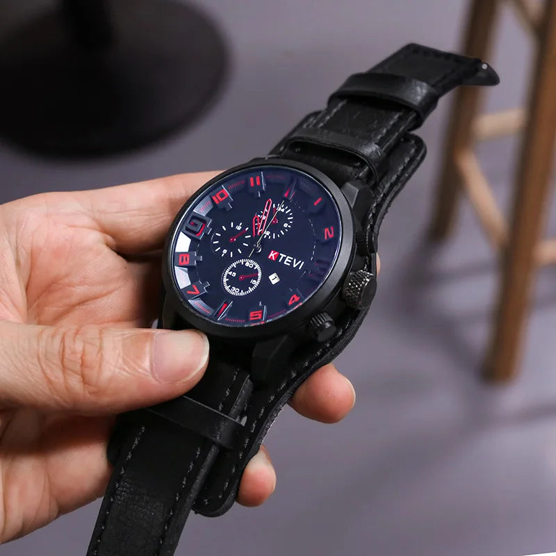 ZYREL KTEVI - Equinox DualTime Retro Tactical Premium PU Leather Strap