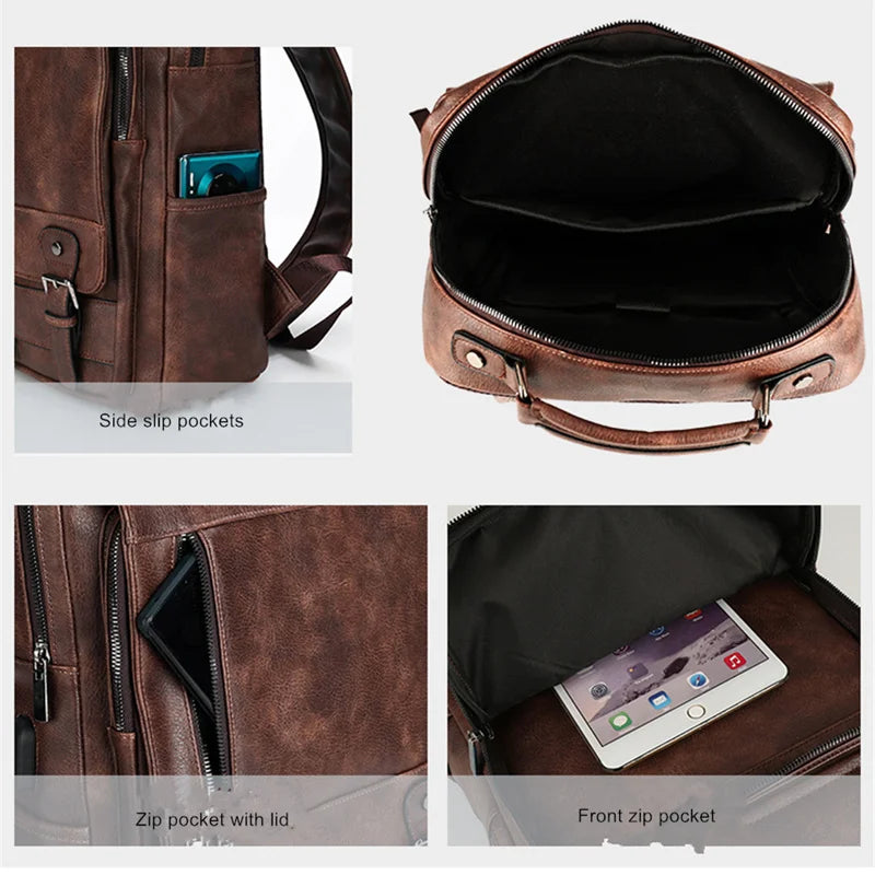 ZYREL JEEP - Premium Luxury Executive Leather Backpack 15.6" Laptop Capacity