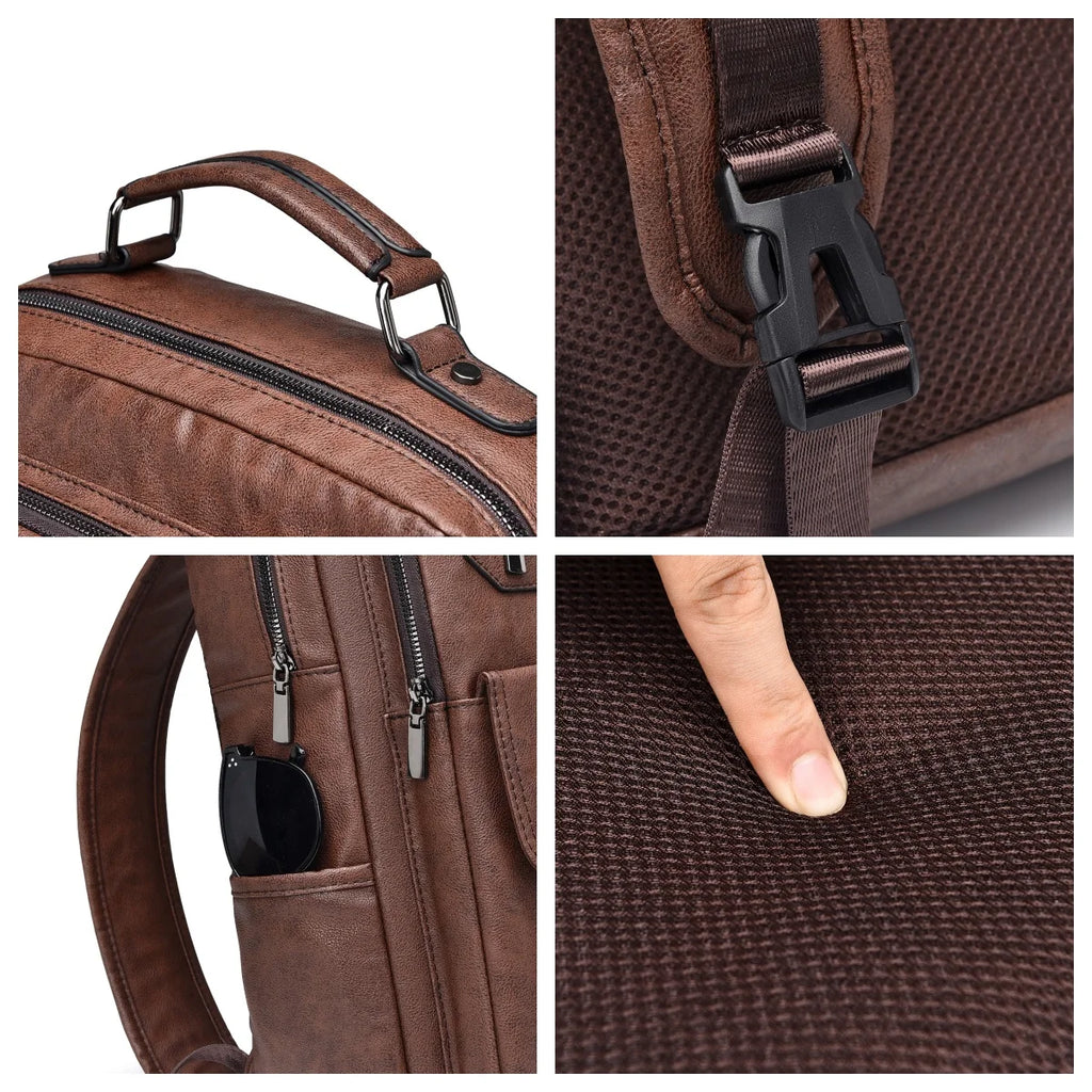 ZYREL JEEP BULUO – Premium Leather Laptop Backpack 15.6" | Waterproof Business & Travel Bag