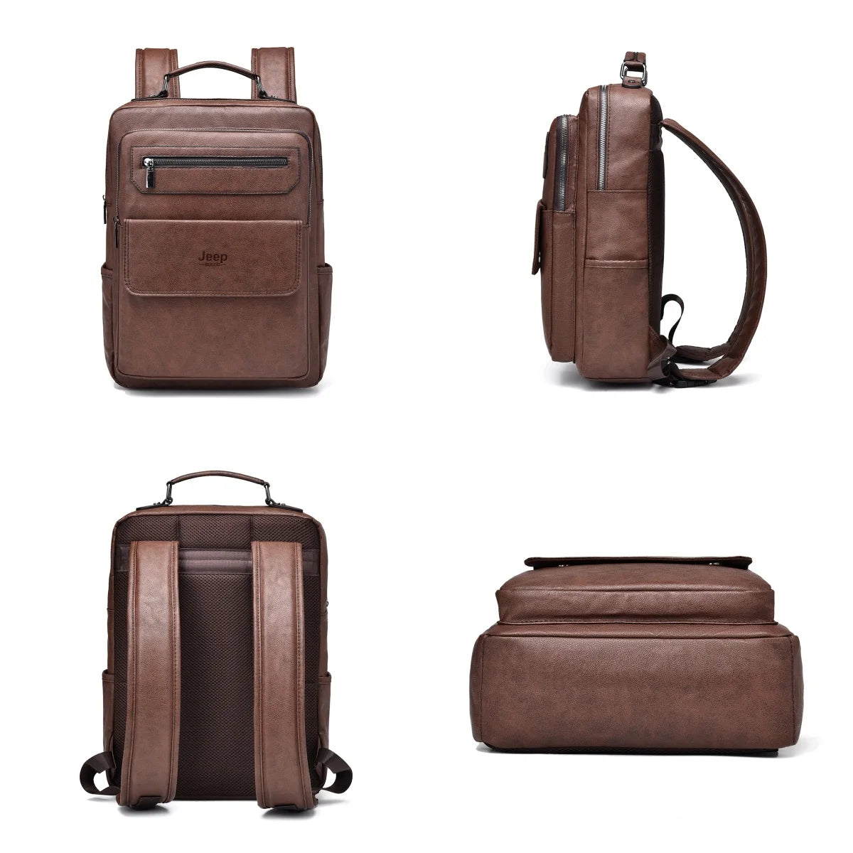 ZYREL JEEP BULUO – Premium Leather Laptop Backpack 15.6" | Waterproof Business & Travel Bag