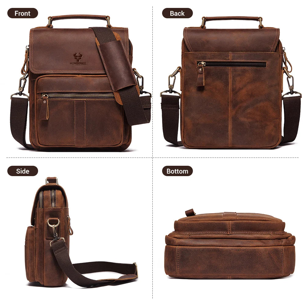 ZYREL HUMERPAUL - Leather Business Messenger Bag - Luxury Crossbody & Shoulder Bag for Men"
