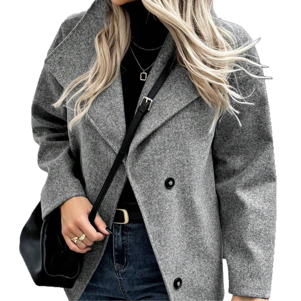 Stand Collar Single-breasted Loose Woolen Coat