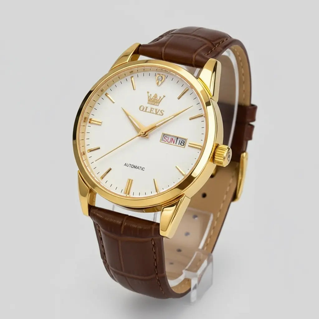 ZYREL OLEVS - Oxford Chrono Quartz Waterproof Leather Strap