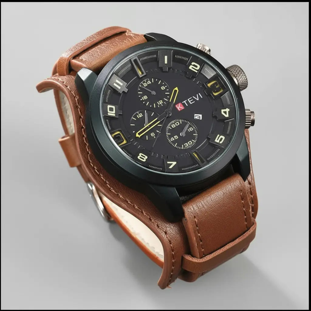 ZYREL KTEVI - Equinox DualTime Retro Tactical Premium PU Leather Strap