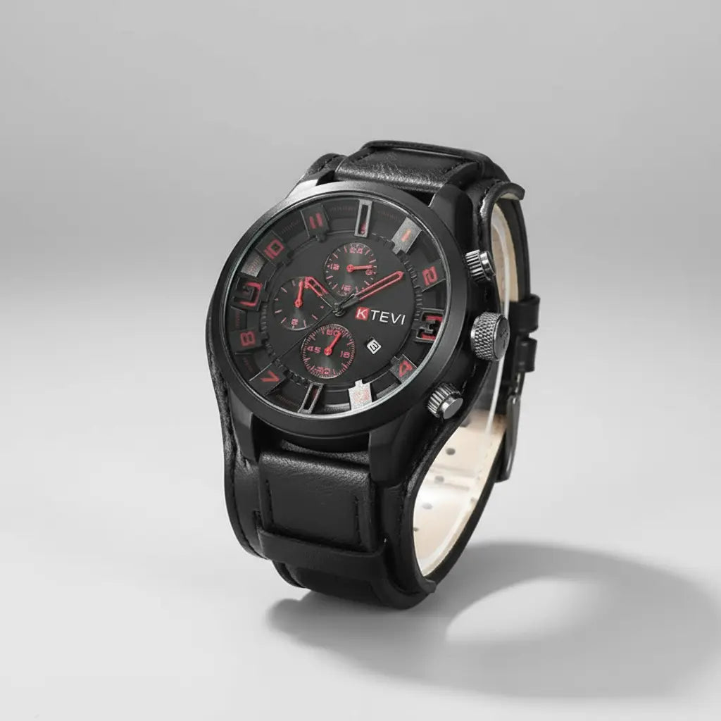 ZYREL KTEVI - Equinox DualTime Retro Tactical Premium PU Leather Strap