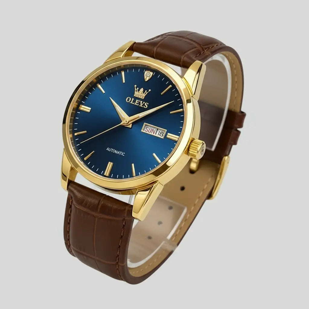 ZYREL OLEVS - Oxford Chrono Quartz Waterproof Leather Strap