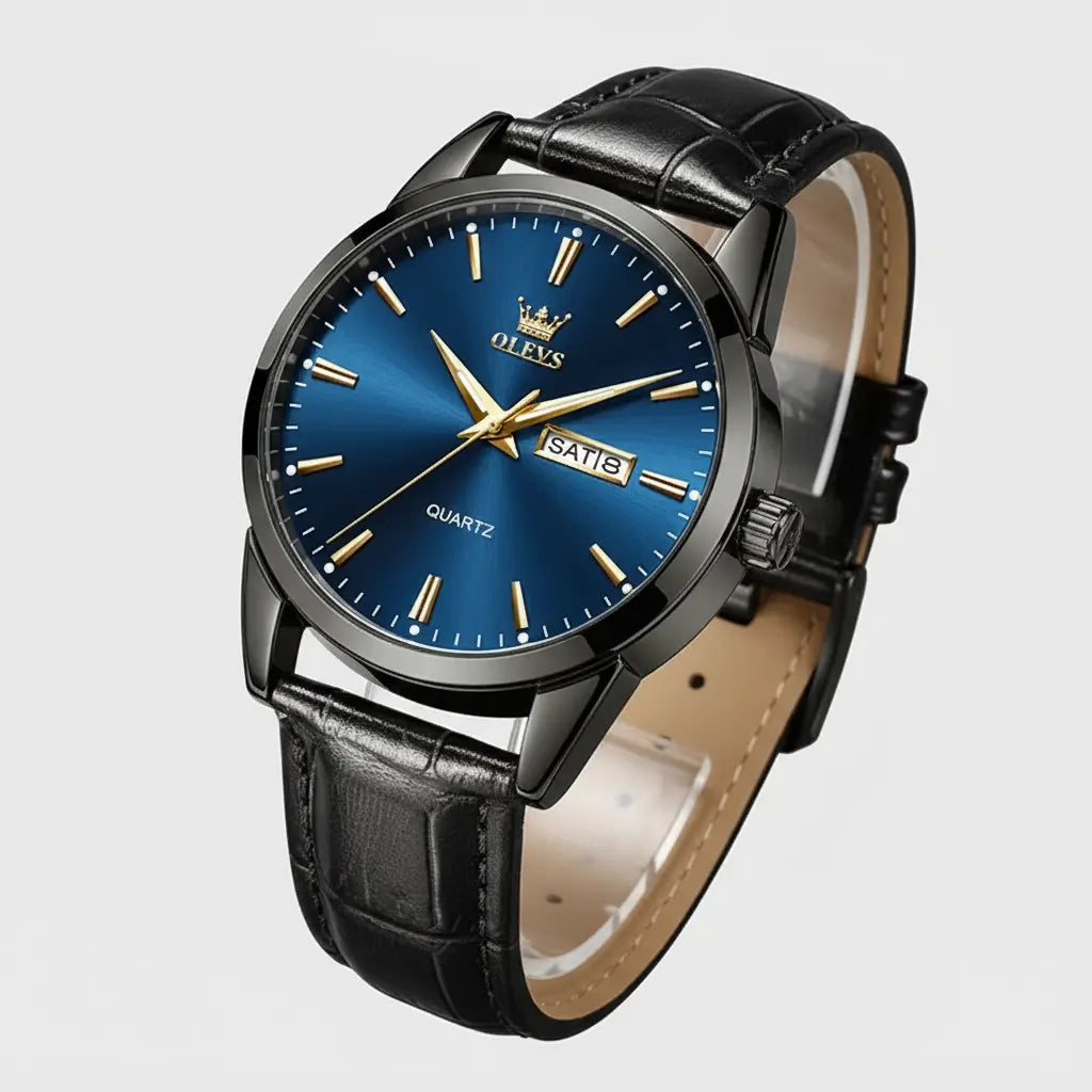 ZYREL OLEVS - Oxford Chrono Quartz Waterproof Leather Strap