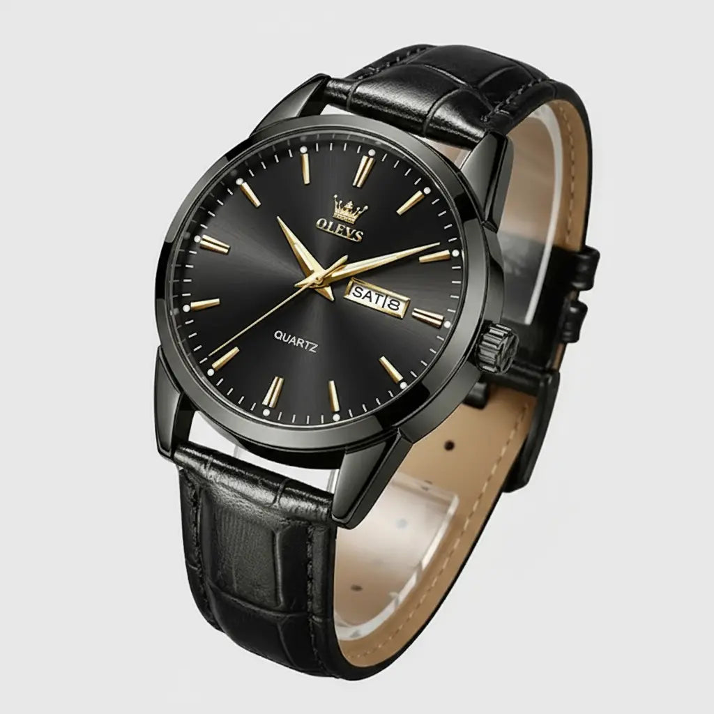 ZYREL OLEVS - Oxford Chrono Quartz Waterproof Leather Strap